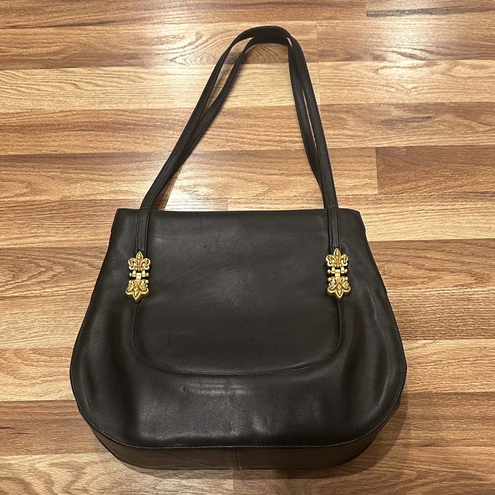 VINTAGE VINCENZIA 1993 Elegant Black Leather Women's Bag such good condition!